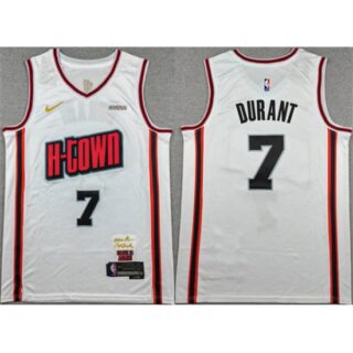 Men's Houston Rockets #7 Kevin Durant White 2024-25 City Edition Stitched Jersey