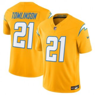 Men's Los Angeles Chargers #21 LaDainian Tomlinson Gold 2025 F.U.S.E. Alternate Vapor Limited Football Stitched JerseyMen's Los Angeles Chargers #21 LaDain