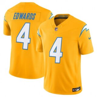Men's Los Angeles Chargers #4 Taylor Heinicke Gold 2025 F.U.S.E. Alternate Vapor Limited Football Stitched Jersey