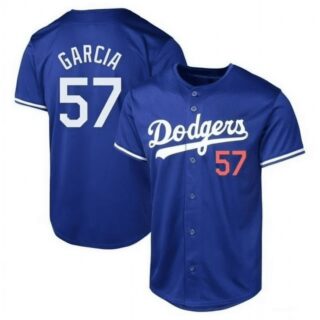 Men's Los Angeles Dodgers #57 Luis Garcia Blue Cool Base Stitched Baseball Jersey