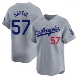 Men's Los Angeles Dodgers #57 Luis Garcia Grey Cool Base Stitched Baseball Jerseys