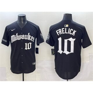 Men's Milwaukee Brewers #10 Sal Frelick Black 'Gothic 414 Shadows Edition' Vapor Premier Limited Stitched Jersey