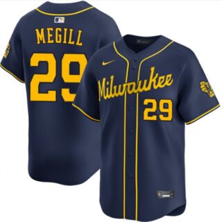 Men's Milwaukee Brewers #29 Trevor Megill Navy Alternate Limited Stitched Baseball Jersey