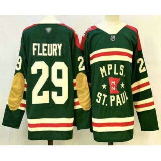 Men's Minnesota Wild #29 Marc Andre Fleury Green Winter Classic Stitched Authentic Jersey