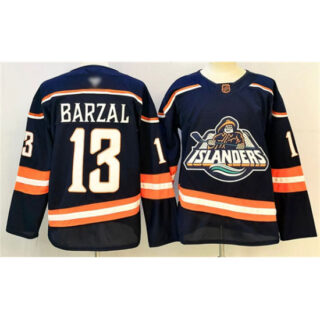 Men's New York Islanders #13 Mathew Barzal Navy 2024-25 Stitched Hockey Jersey