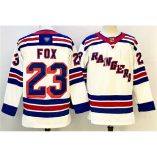 Men's New York Rangers #23 Adam Fox White 2024-25 Away Stitched Hockey Jersey