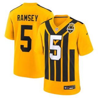 Men's Pittsburgh Steelers #5 Jalen Ramsey Gold 1933 F.U.S.E. Throwback Alternate Football Stitched Football Jersey