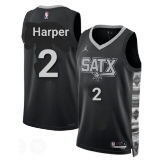 Men's San Antonio Spurs #2 Dylan Harper Gray Black Statement Edition Stitched Basketball Jersey