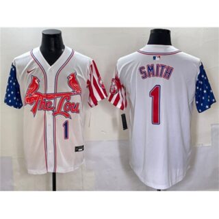 Men's St. Louis Cardinals #1 Ozzie Smith White Independence Day Vapor Premier Limited Stitched Baseball Jersey