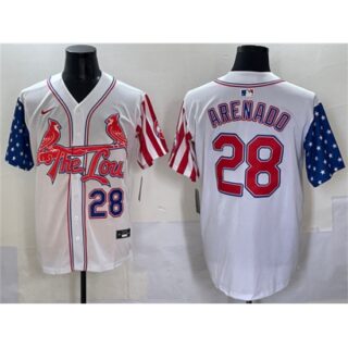 Men's St. Louis Cardinals #28 Nolan Arenado White Independence Day Vapor Premier Limited Stitched Baseball Jersey