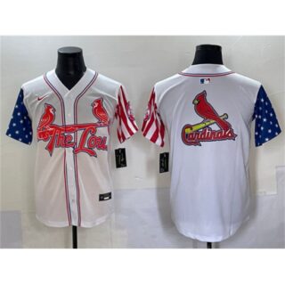 Men's St. Louis Cardinals Team Big Logo White Independence Day Vapor Premier Limited Stitched Baseball Jerseys