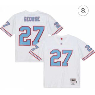Men's Tennessee Titans #27 Eddie George White Mitchell & Ness Stitched Baseball Jersey