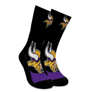 Minnesota Vikings For Bare Feet Men's NFL Stripe Deuce Performance Crew Socks