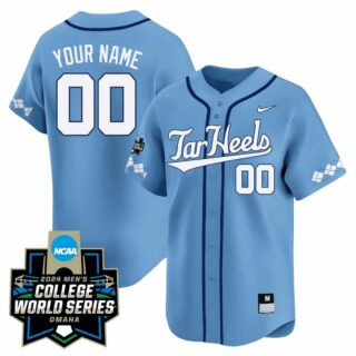 North Carolina Tar Heels 2024 College World Series Patch Vapor Premier Limited Custom Jersey All Stitched Alternate Blue