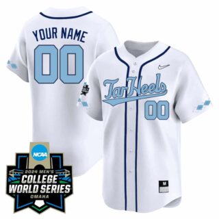 North Carolina Tar Heels 2024 College World Series Patch Vapor Premier Limited Custom Jersey All Stitched Alternate White