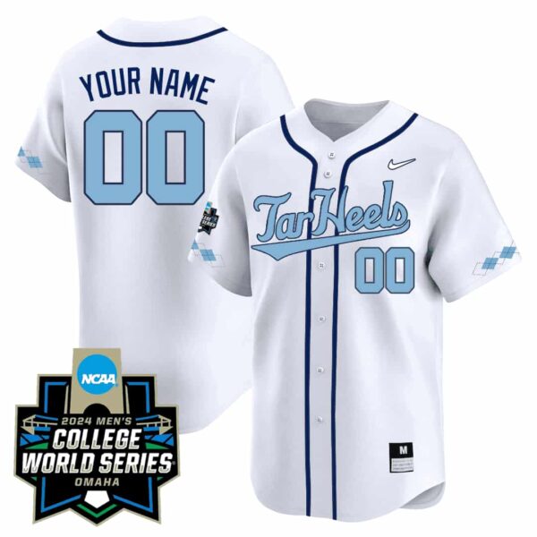 North Carolina Tar Heels 2024 College World Series Patch Vapor Premier Limited Custom Jersey All Stitched Alternate White