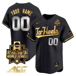 North Carolina Tar Heels 2024 College World Series Vapor Premier Limited Custom Jersey All Stitched Black Gold