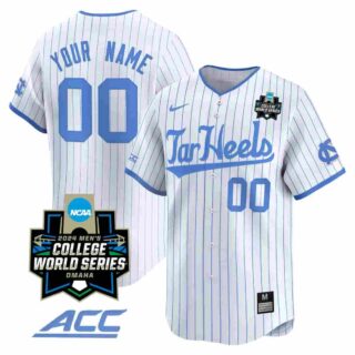 North Carolina Tar Heels 2024 College World Series Vapor Premier Limited Custom Jersey All Stitched White Pinstripe