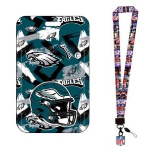 Philadelphia eagles ID Stickers Badge Holder with Lanyard, Hard Plastic Key Card Work Badge Sleeve for Office, School, Factory, ID Credit Cards Proximity