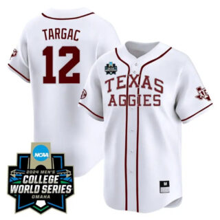 Texas A&M Aggies #12 Rayan Targac 2024 College World Series Vapor Premier Limited NCAA Baseball White Alternate Stitched Jersey