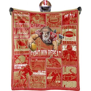 San Francisco 49ers Blanket Rugby Fan Gifts for Style Throw Blanket Flannel Super Cozy Soft Living Room 60 x 50