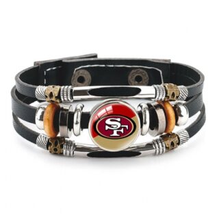 San Francisco 49ers NFL Pro football team jewel cowhide bracelet leather hand jewelry