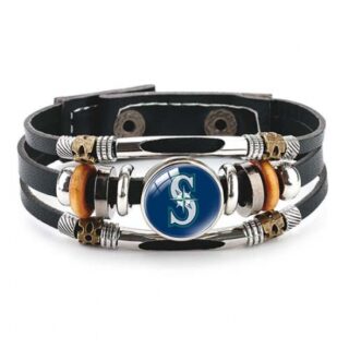 Seattle Mariners MLB Pro football team jewel cowhide bracelet leather hand jewelry