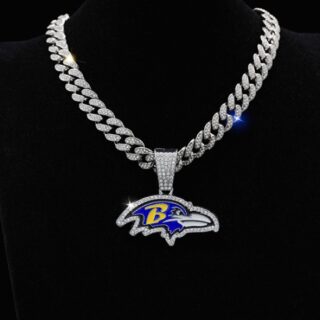 Silver 20inch Baltimore crow Team head NFL pendant Europe and the United States new fashion personality football necklace men and women street hip-hop