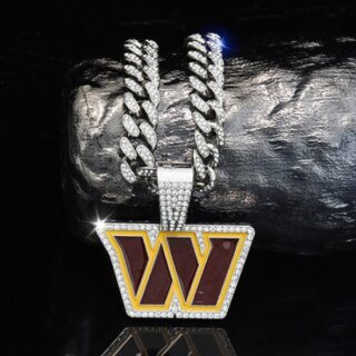 Silver 20inch Commander Washington Team head NFL pendant Europe and the United States new fashion personality football necklace men and women street hip-ho