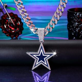 Silver 20inch Dallas Cowboy Team head NFL pendant Europe and the United States new fashion personality football necklace men and women street hip-hop