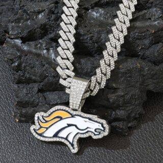 Silver 20inch Denver Broncos Team head NFL pendant Europe and the United States new fashion personality football necklace men and women street hip-hop