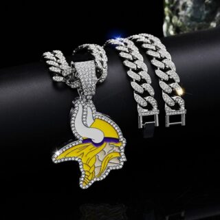 Silver 20inch Minnesota Vikings Team head NFL pendant Europe and the United States new fashion personality football necklace men and women street hip-hop