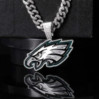 Silver 20inch Philadelphia Eagles Team head NFL pendant Europe and the United States new fashion personality football necklace men and women street hip-hop