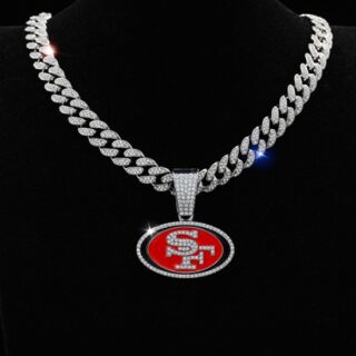 Silver 20inch San Francisco 49ers Team head NFL pendant Europe and the United States new fashion personality football necklace men and women street hip-hop
