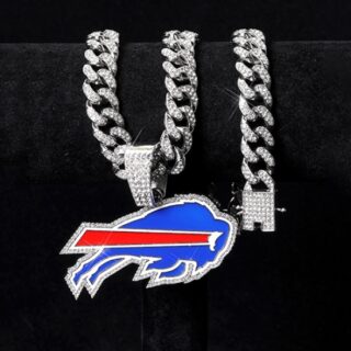 Silver 20inch The Buffalo Bills Team head NFL pendant Europe and the United States new fashion personality football necklace men and women street hip-hop