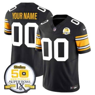 Pittsburgh Steelers 50th Anniversary Of Super Bowl IX Patch Vapor Limited Custom Jersey All Stitched 1975 Throwback