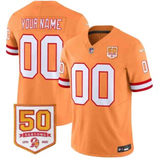 Tampa Bay Buccaneers Throwback 50th Season Patch Vapor Limited Custom Jersey All Stitched