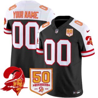 Tampa Bay Buccaneers Throwback 50th Season Patch Vapor Limited Custom Jersey All Stitched Black Aternate