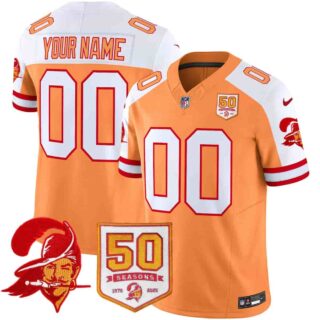 Tampa Bay Buccaneers Throwback 50th Season Patch Vapor Limited Custom Jersey All Stitched Creamsicle Aternate