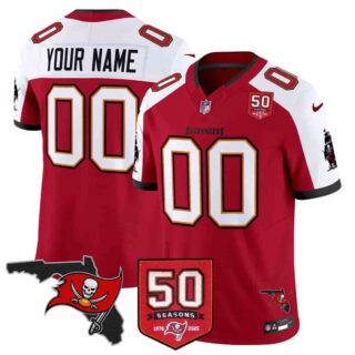 Tampa Bay Buccaneers Throwback 50th Season Patch Vapor Limited Custom Jersey All Stitched Red Alternate