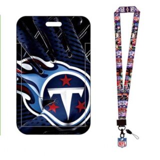 Tennessee Titans ID Stickers Badge Holder with Lanyard, Hard Plastic Key Card Work Badge Sleeve for Office, School, Factory, ID Credit Cards