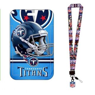 Tennessee Titans ID Stickers Badge Holder with Lanyard, Hard Plastic Key Card Work Badge Sleeve for Office, School, Factory, ID Credit Cards