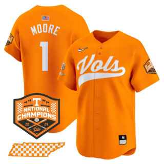 Tennessee Volunteers 2024 Champions Vapor Premier Limited baseball Jersey All Stitched Orange #1 Christian Moore