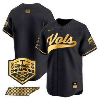 Tennessee Volunteers 2024 Champions Vapor Premier Limited baseball Jersey All StitchedBlack Gold Blank