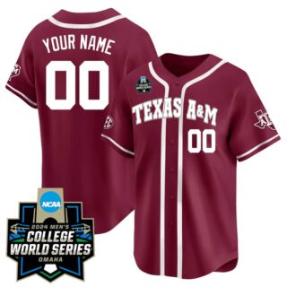 Custom Texas A&M Aggies 2024 College World Series Vapor Premier Limited Jersey All Stitched Aggie Maroon Alternate