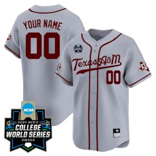 Custom Texas A&M Aggies 2024 College World Series Vapor Premier Limited Jersey All Stitched Grey