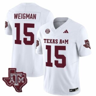 Texas A&M Aggies Conner Weigman Jersey #15 Vapor Limited College Football White