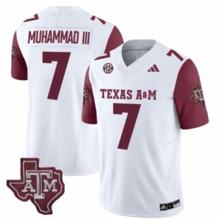 Texas A&M Aggies Moose Muhammad III Jersey #7 Vapor Limited College Football Maroon Sleeves