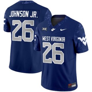 West Virginia Mountaineers #26 Justin Johnson Jr. 2024 Vapor Limited Navy Jersey V2 All Stitched