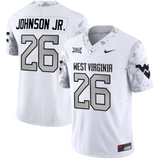 West Virginia Mountaineers #26 Justin Johnson Jr. 2024 Vapor Limited White Jersey V2 All Stitched